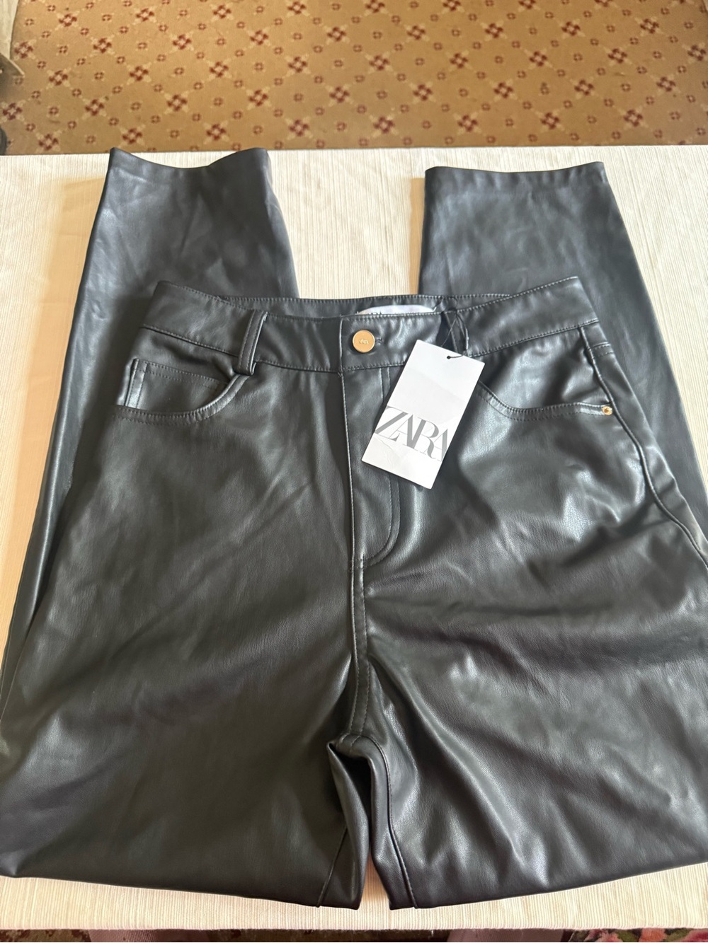ZARA Black Faux Leather Trousers